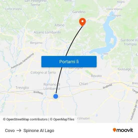 Covo to Spinone Al Lago map