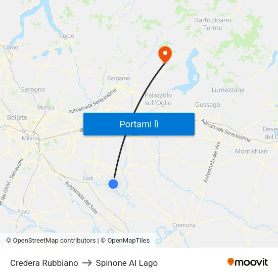 Credera Rubbiano to Spinone Al Lago map