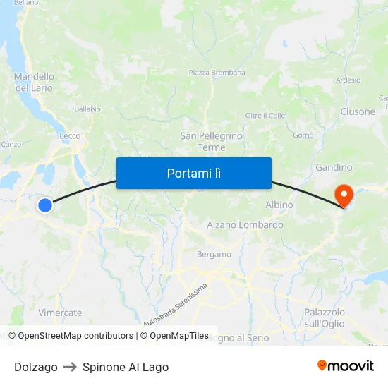 Dolzago to Spinone Al Lago map