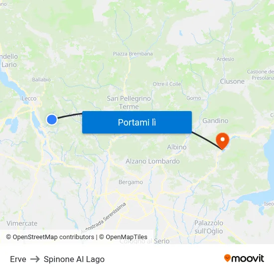 Erve to Spinone Al Lago map