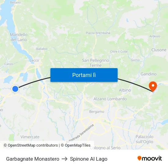 Garbagnate Monastero to Spinone Al Lago map