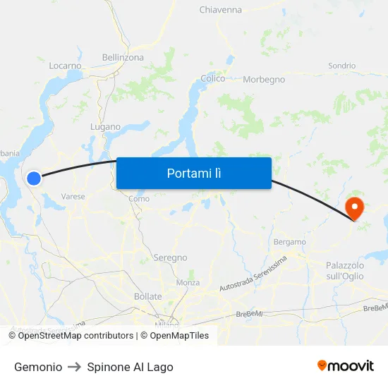 Gemonio to Spinone Al Lago map