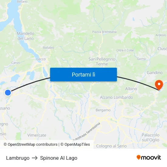 Lambrugo to Spinone Al Lago map