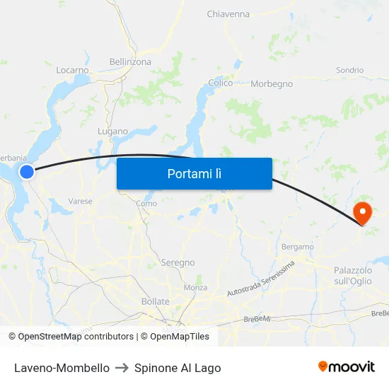 Laveno-Mombello to Spinone Al Lago map