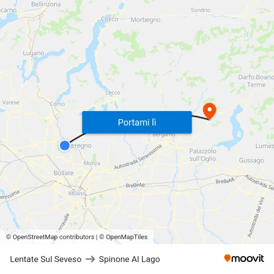 Lentate Sul Seveso to Spinone Al Lago map