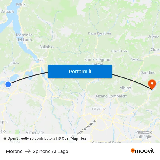 Merone to Spinone Al Lago map