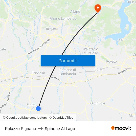 Palazzo Pignano to Spinone Al Lago map
