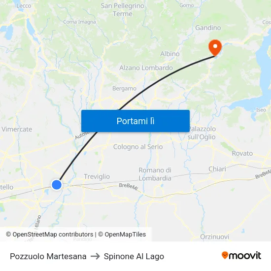 Pozzuolo Martesana to Spinone Al Lago map