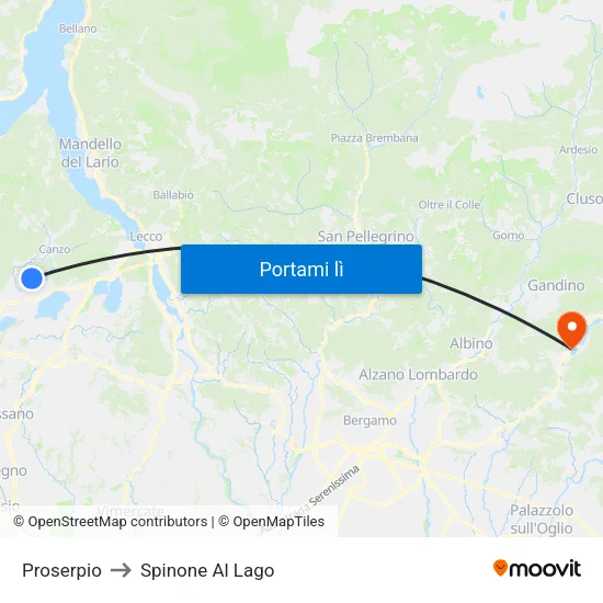 Proserpio to Spinone Al Lago map