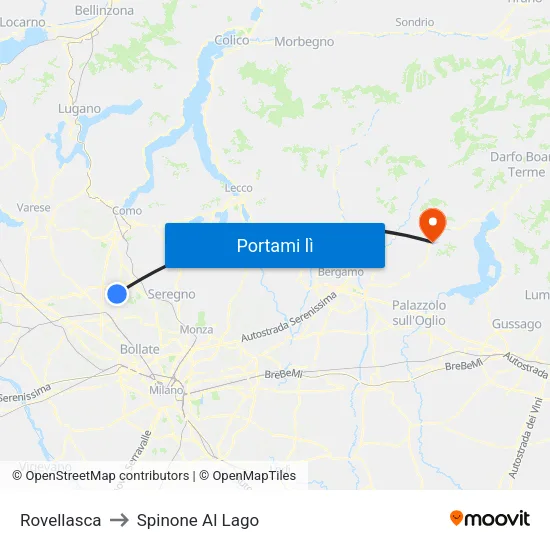 Rovellasca to Spinone Al Lago map