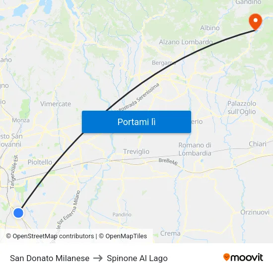 San Donato Milanese to Spinone Al Lago map