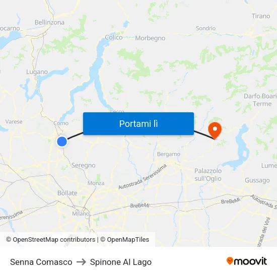 Senna Comasco to Spinone Al Lago map