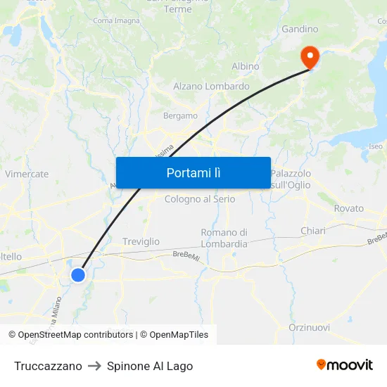 Truccazzano to Spinone Al Lago map