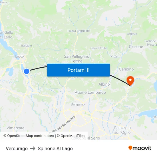 Vercurago to Spinone Al Lago map