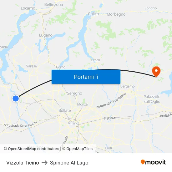 Vizzola Ticino to Spinone Al Lago map