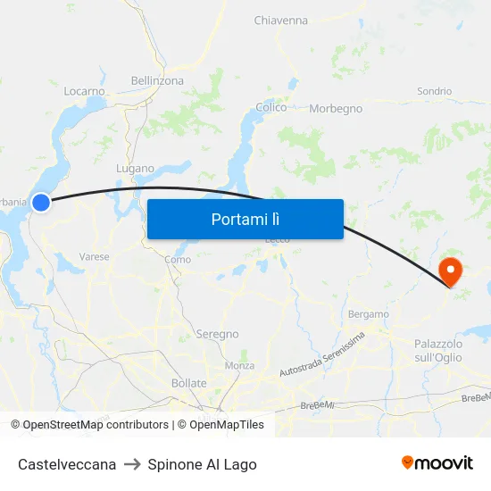 Castelveccana to Spinone Al Lago map