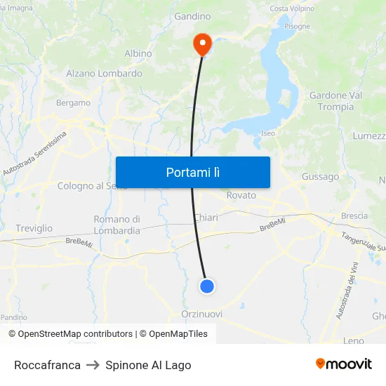 Roccafranca to Spinone Al Lago map