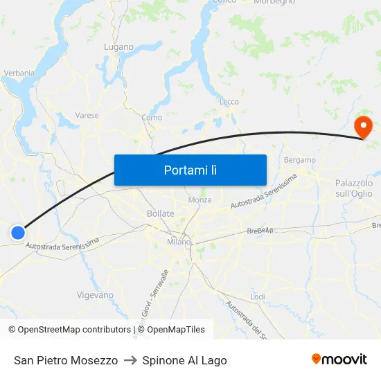 San Pietro Mosezzo to Spinone Al Lago map