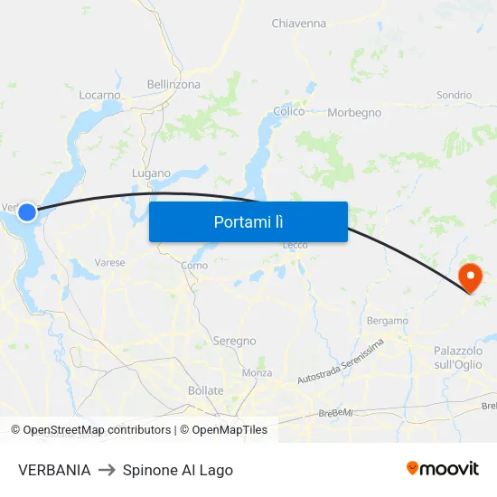 VERBANIA to Spinone Al Lago map