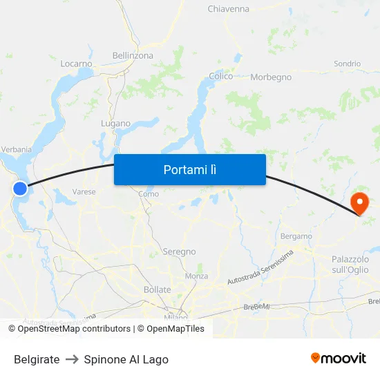 Belgirate to Spinone Al Lago map