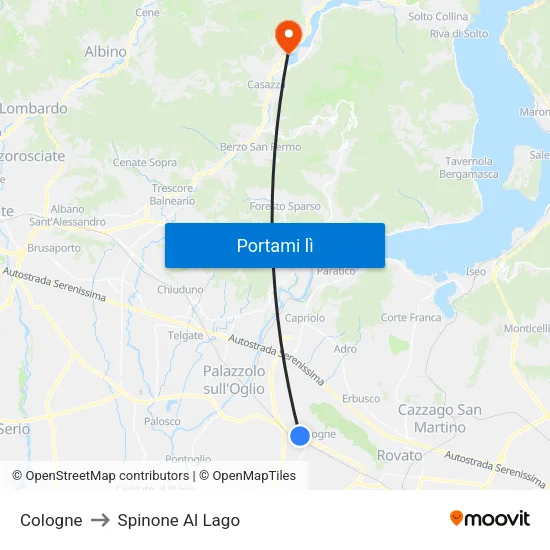 Cologne to Spinone Al Lago map