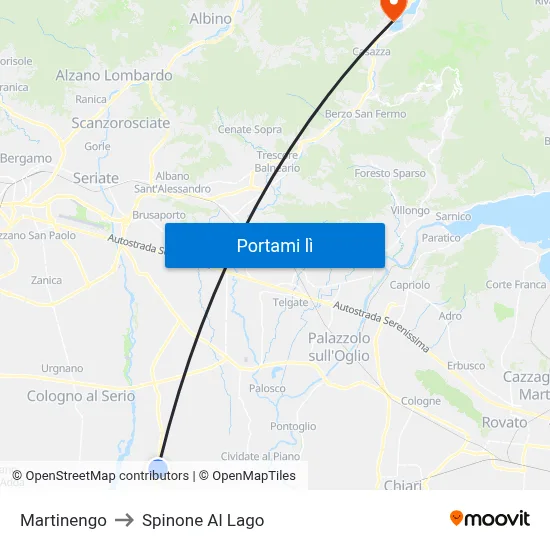 Martinengo to Spinone Al Lago map