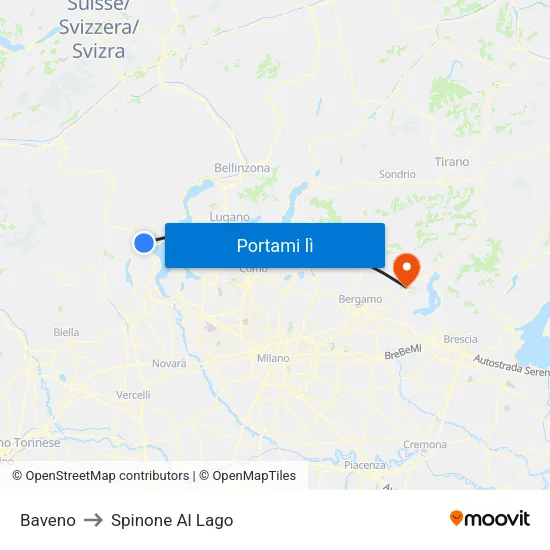 Baveno to Spinone Al Lago map