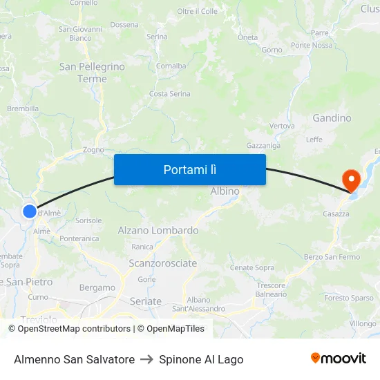 Almenno San Salvatore to Spinone Al Lago map