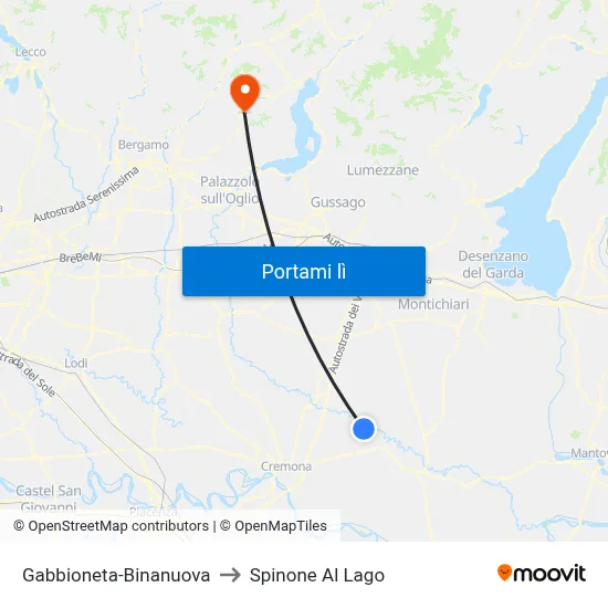 Gabbioneta-Binanuova to Spinone Al Lago map