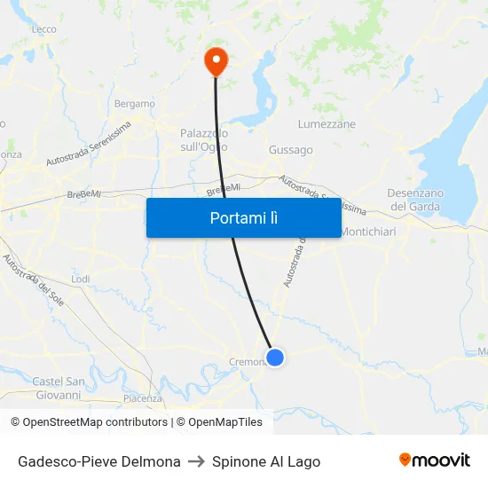 Gadesco-Pieve Delmona to Spinone Al Lago map