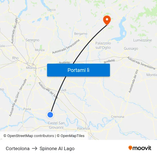 Corteolona to Spinone Al Lago map