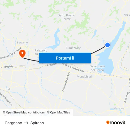 Gargnano to Spirano map