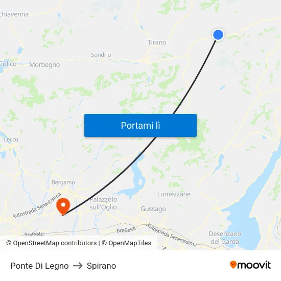Ponte Di Legno to Spirano map