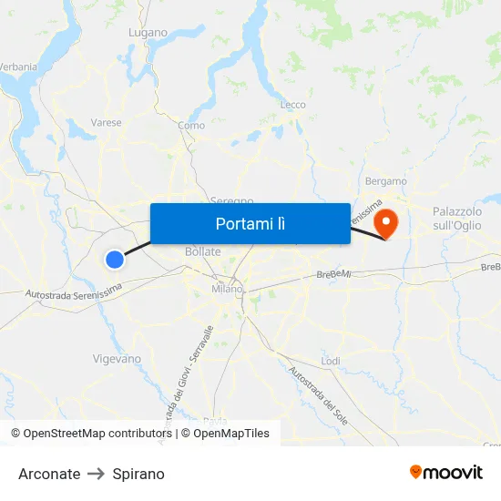 Arconate to Spirano map