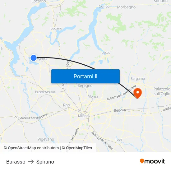 Barasso to Spirano map