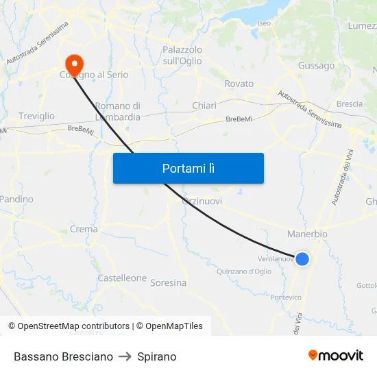 Bassano Bresciano to Spirano map