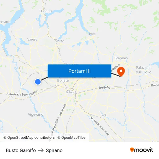 Busto Garolfo to Spirano map