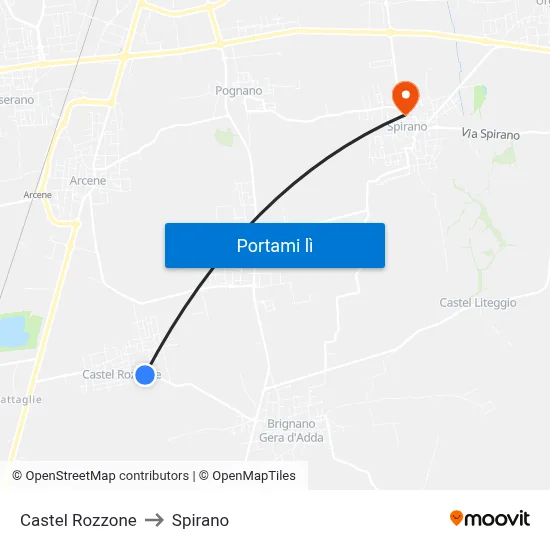 Castel Rozzone to Spirano map
