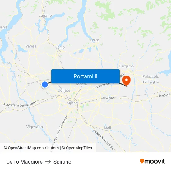 Cerro Maggiore to Spirano map