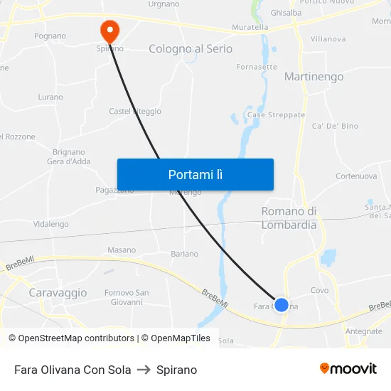 Fara Olivana Con Sola to Spirano map