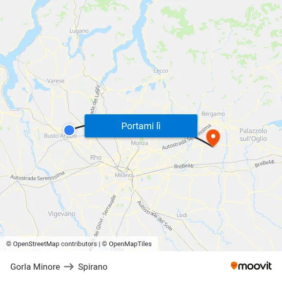 Gorla Minore to Spirano map