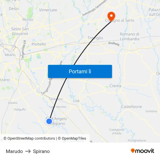 Marudo to Spirano map