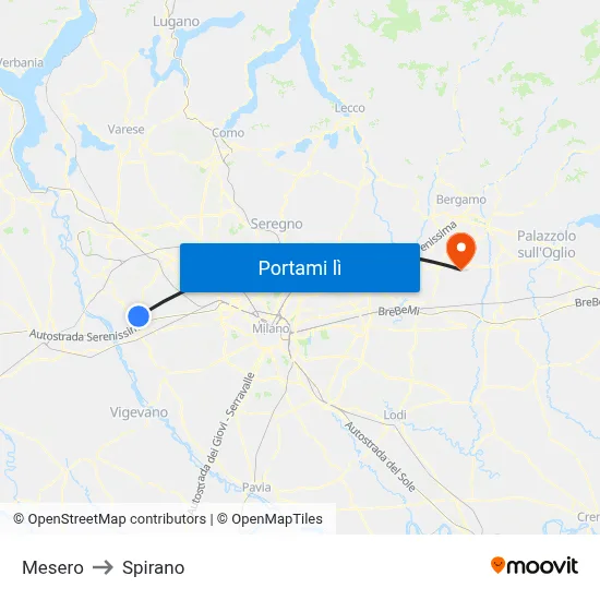 Mesero to Spirano map
