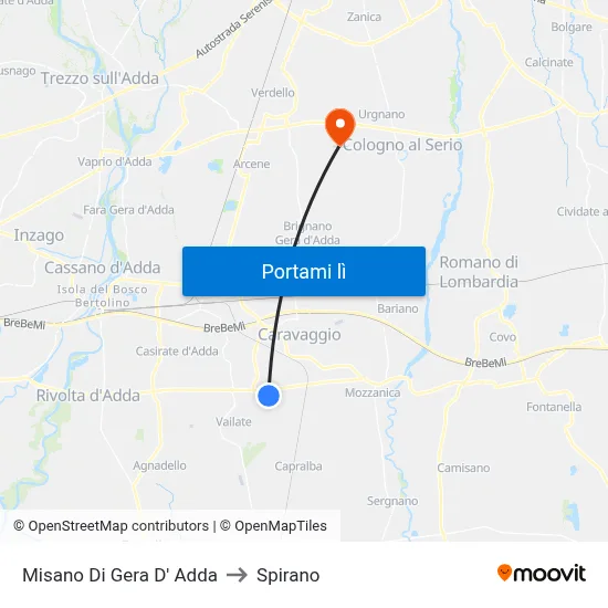 Misano Di Gera D' Adda to Spirano map