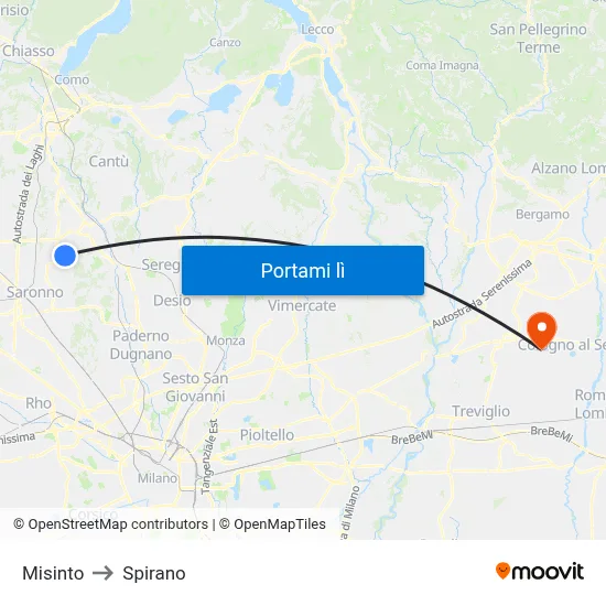 Misinto to Spirano map