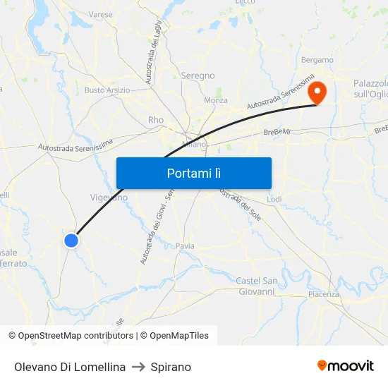 Olevano Di Lomellina to Spirano map