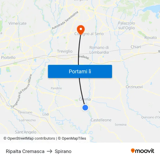 Ripalta Cremasca to Spirano map