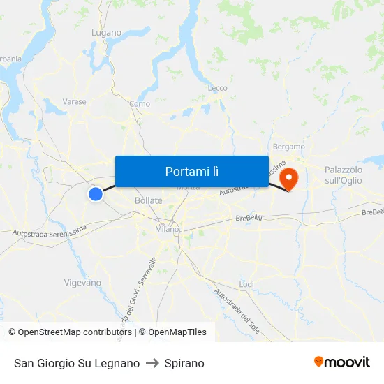 San Giorgio Su Legnano to Spirano map