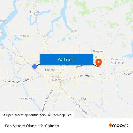 San Vittore Olona to Spirano map
