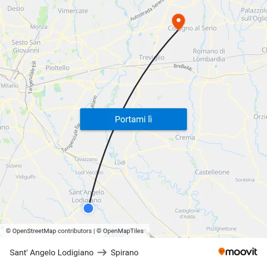 Sant' Angelo Lodigiano to Spirano map